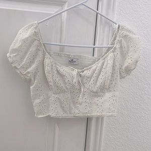 Hollister small cropped white blouse top